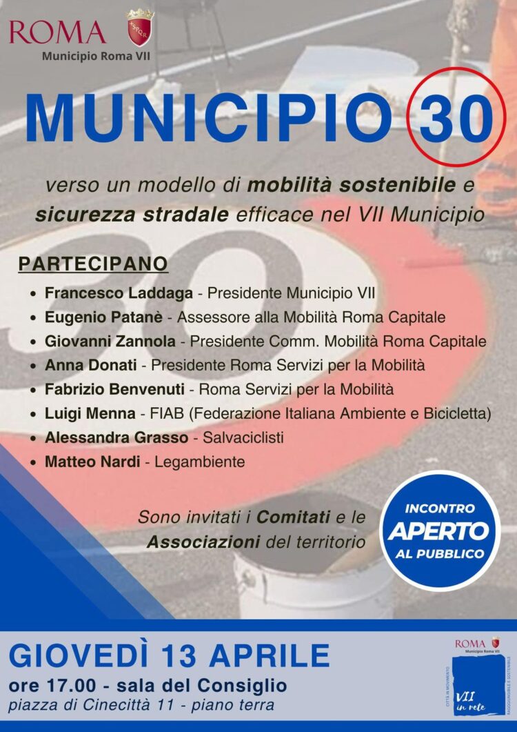 Mobilità e sicurezza stradale: incontro aperto sul tema "Municipio 30"