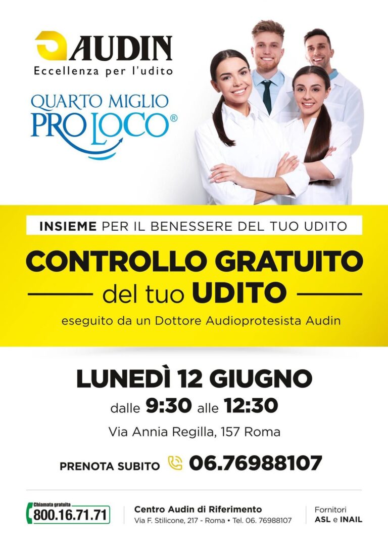 Controllo dell'udito - lunedì 12 giugno 2023