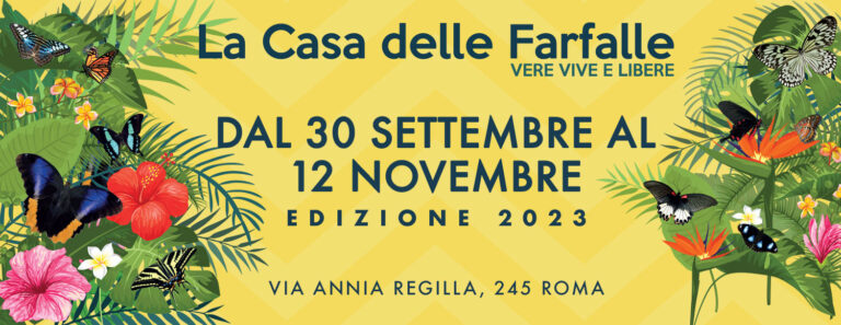 La Casa delle Farfalle riapre per una speciale “ottobrata romana” fino al 12 novembre, un magico e incantato giardino della Capitale in cui si possono ammirare centinaia di farfalle tropicali variopinte.