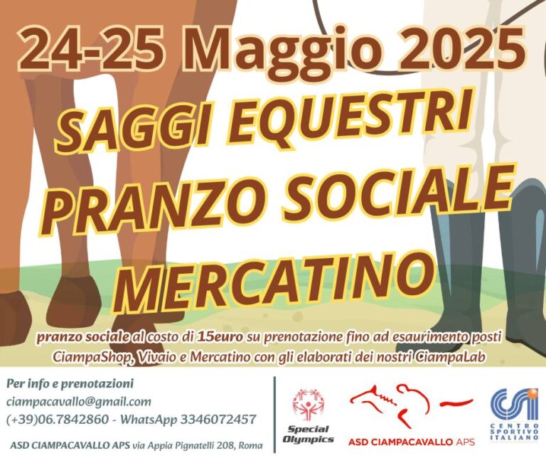 Weekend a Roma tra natura, cavalli, musica e artigianato – 24 e 25 maggio 2025 da Ciampacavallo