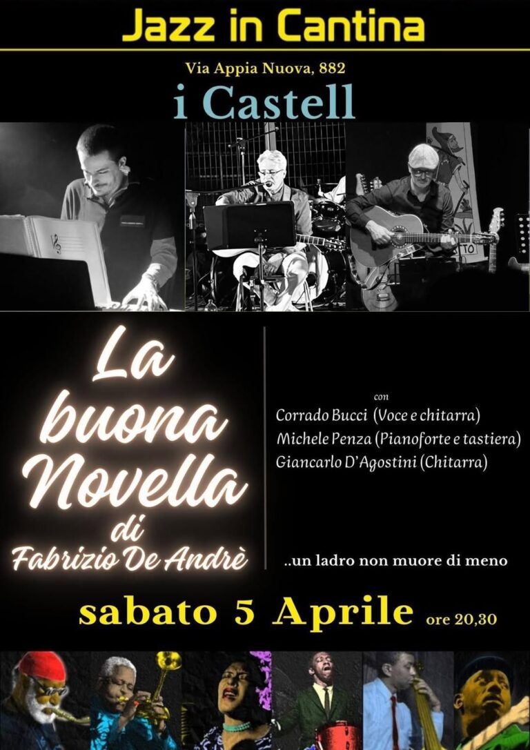 Concerto tributo a Fabrizio De André a Roma: "La Buona Novella" live da Jazz in Cantina