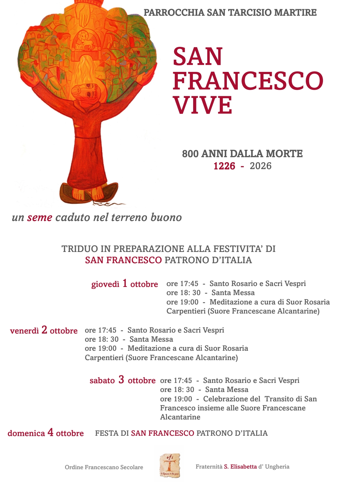 San Francesco vive - Triduo in preparazione alla festa - dal 1° al 4 ottobre