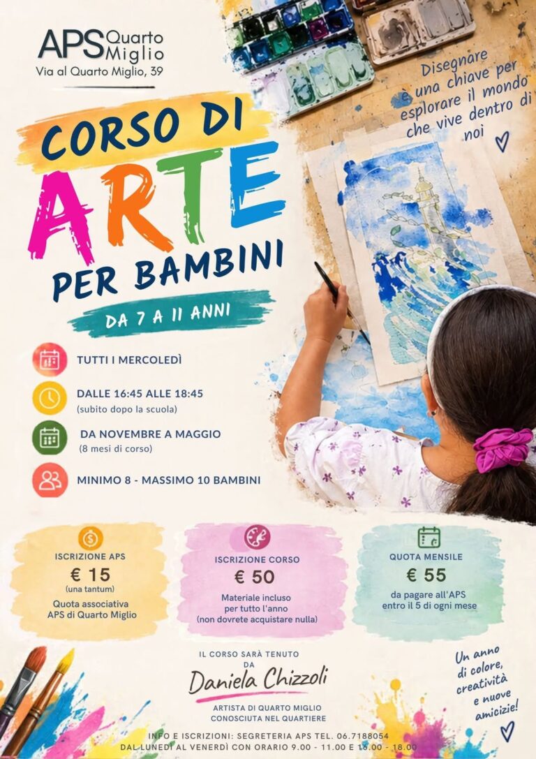 Nuovo corso di arte per bambini all’APS di Quarto Miglio